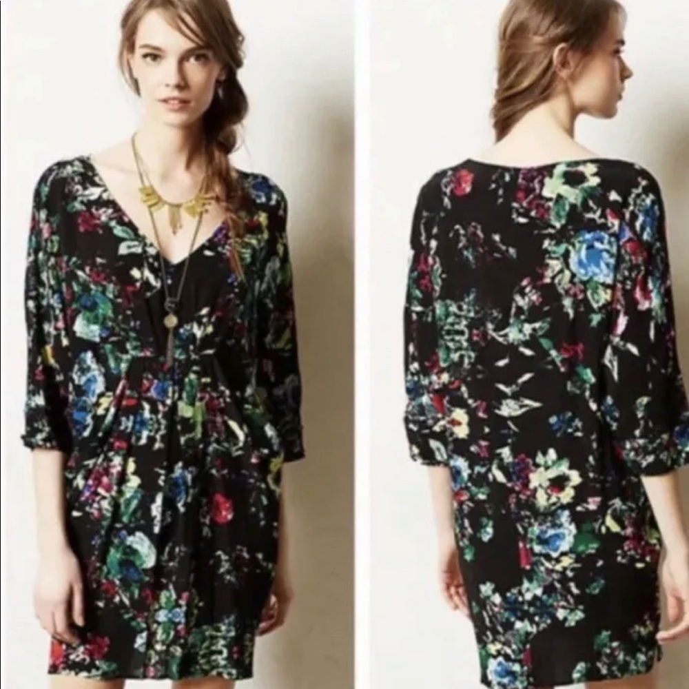 Anthropologie Mauve petal pallets floral dress